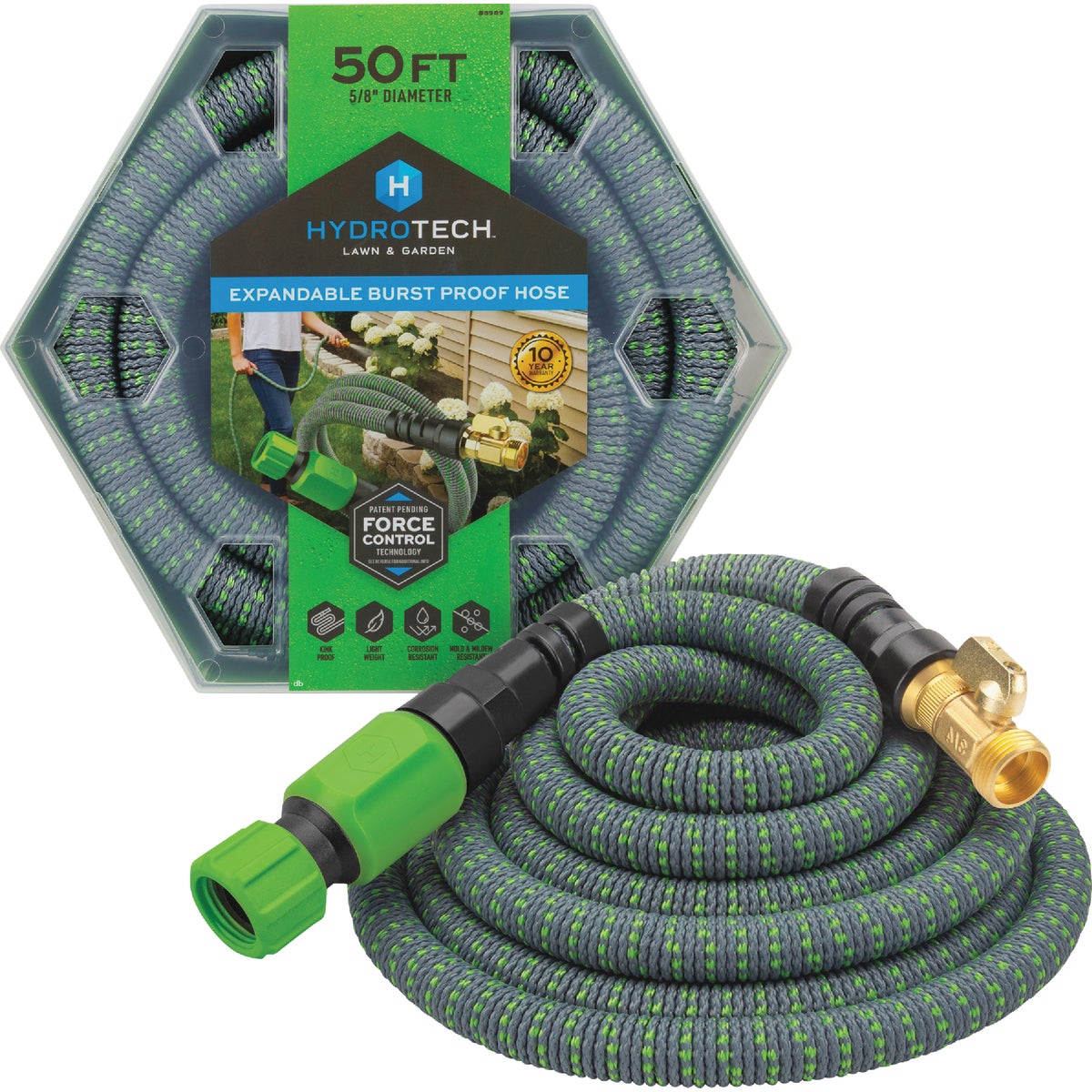 Hydrotech 5/8 In. Dia. x 50 Ft. Green Expandable Burst Proof Hose