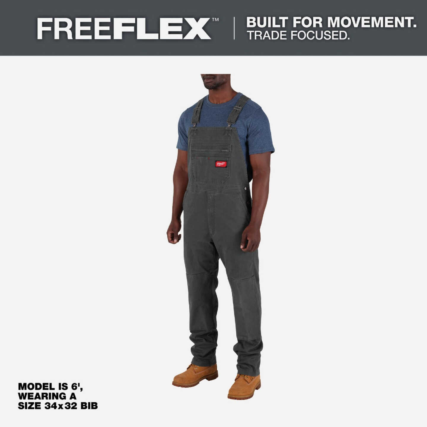 Milwaukee FREEFLEX Men's 32x30 Gray Unlined Bib Overalls Image 4