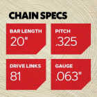 Oregon AdvanceCut 20 In. 81 Drive Links Bar & L81 Chain Replacement Combo Image 2