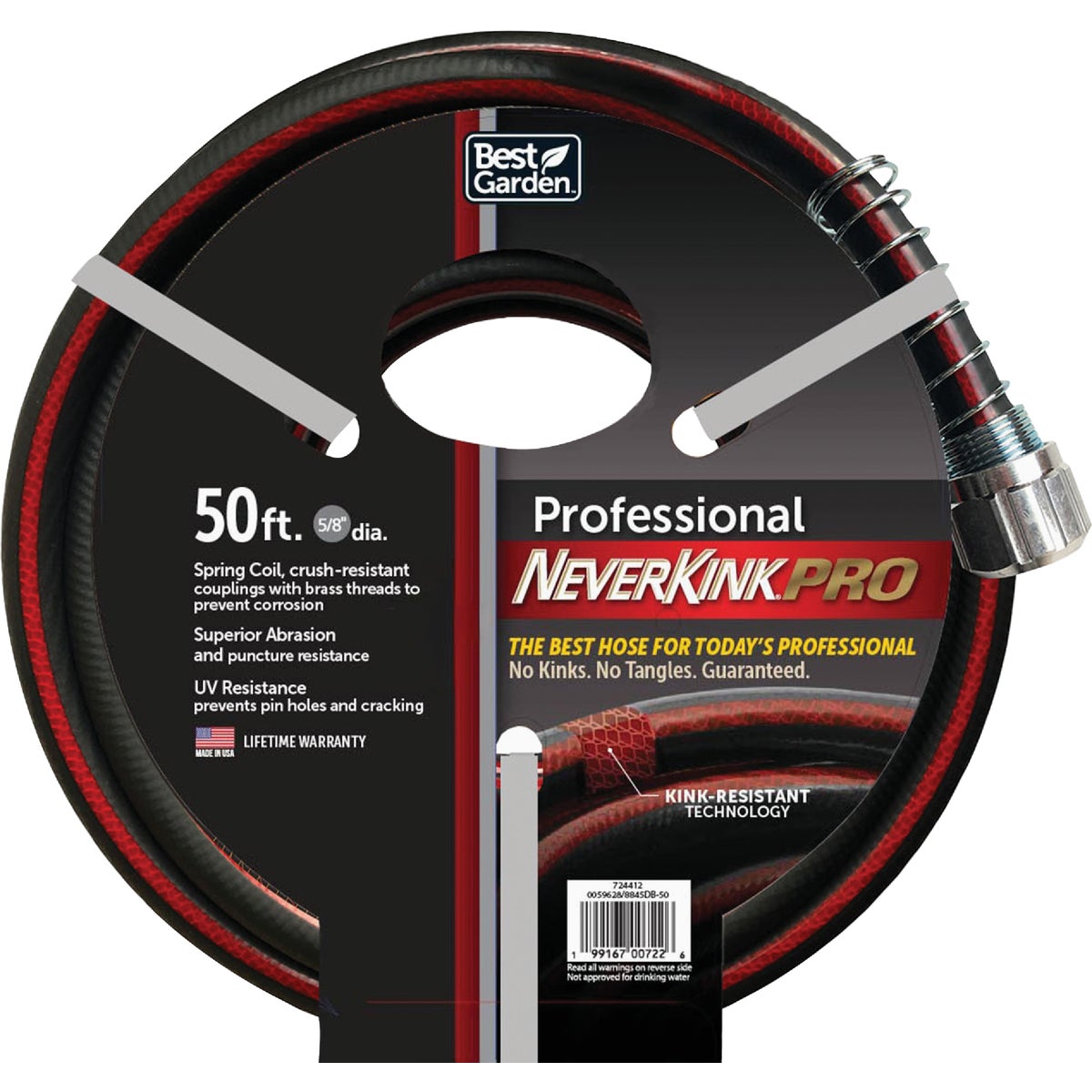 Best Garden NeverKink PRO 5/8 In. Dia. x 50 Ft. Professional Duty Garden Hose