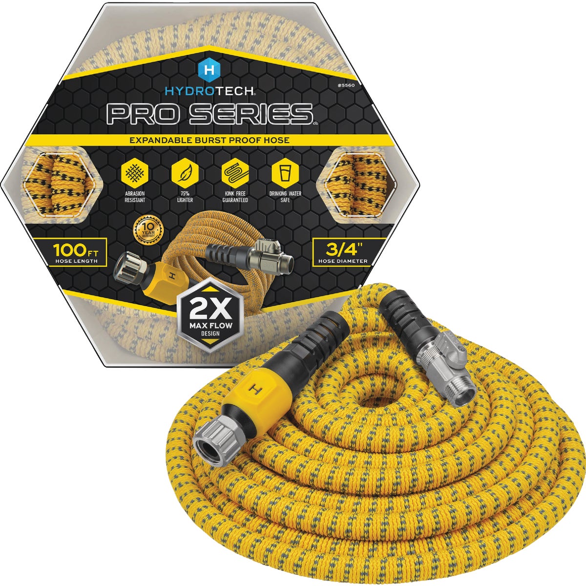 Hydrotech 3/4 In. Dia. x 100 Ft. Yellow Expandable Burst Proof Hose