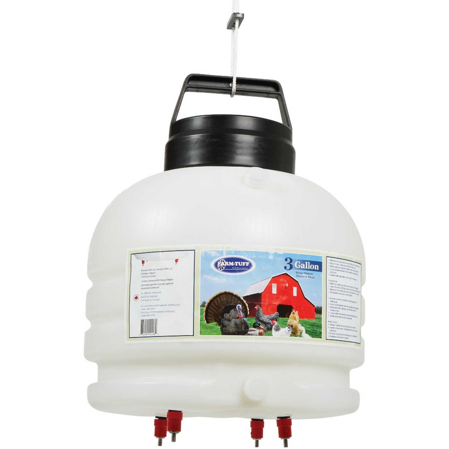Farm-Tuff 3 Gal. Gravity-Feed Plastic Game & Bird Range Poultry Waterer Image 1