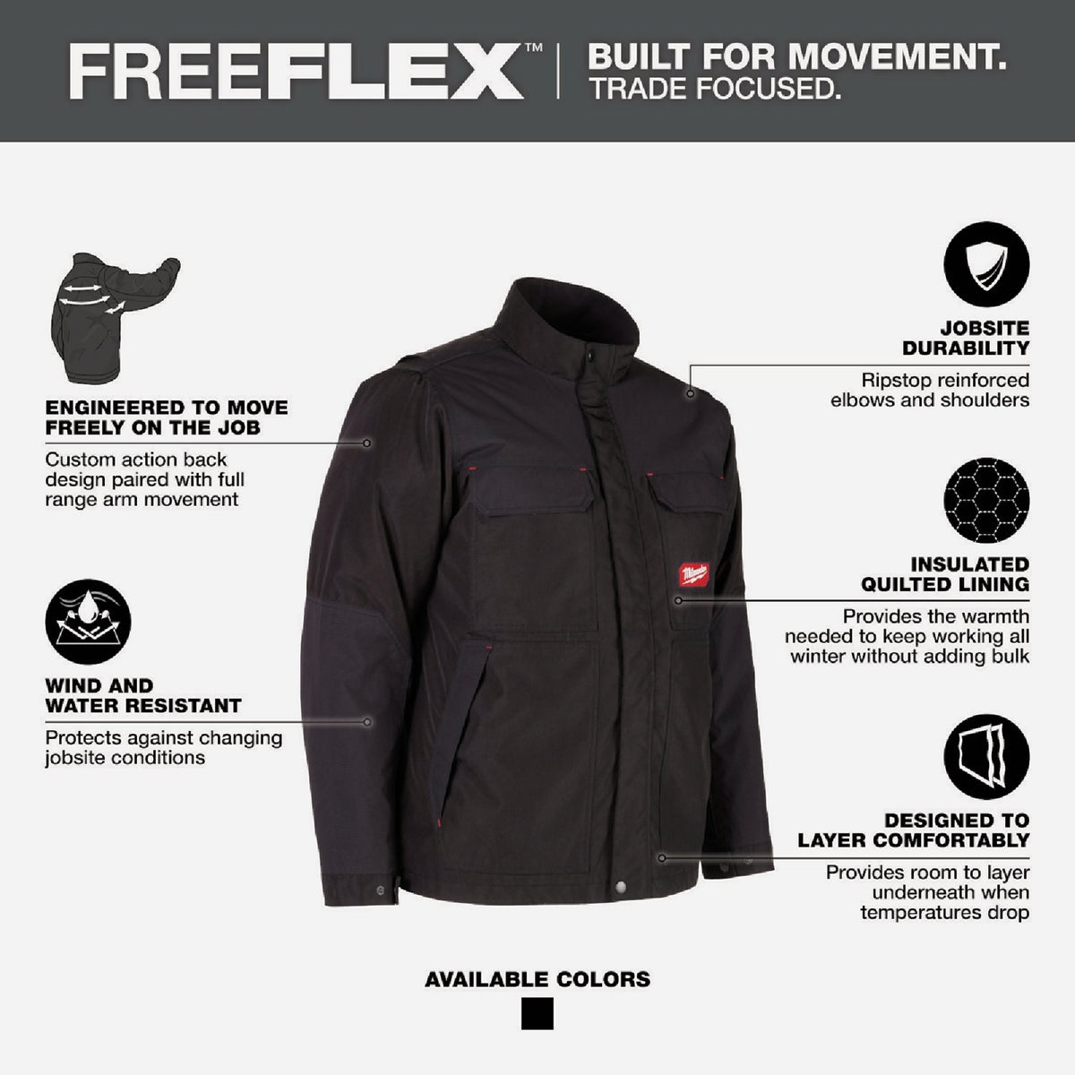 Milwaukee FREEFLEX Men's XL Black Insulated Jacket Image 2