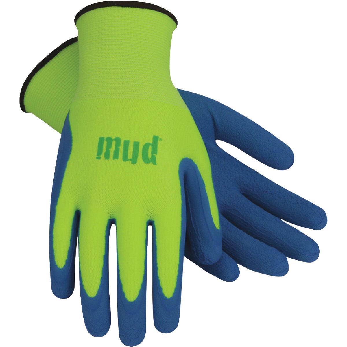 Mud Super Grip Women's Medium Latex Coated Lime Green Garden Glove Image 1