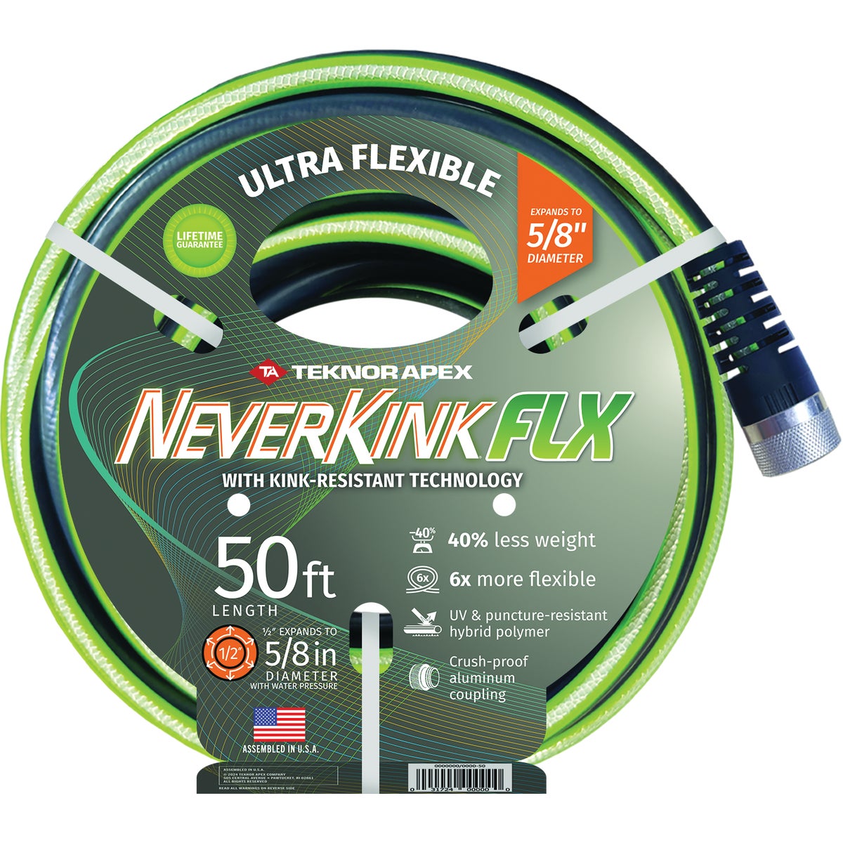 Teknor Apex NeverKink FLX 5/8 In. Dia. x 50 Ft. L. Kink-Resistant Drinking Water Safe Garden Hose Image 3