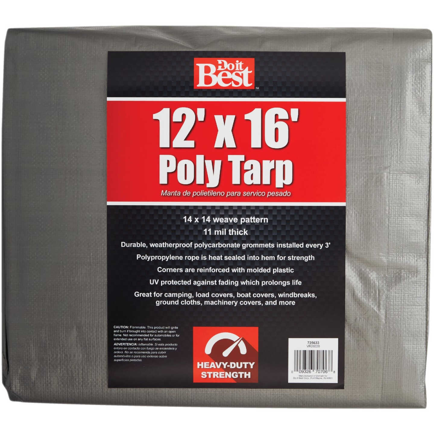 Do it Best Silver Woven 12 Ft. x 16 Ft. Heavy Duty Poly Tarp Image 1