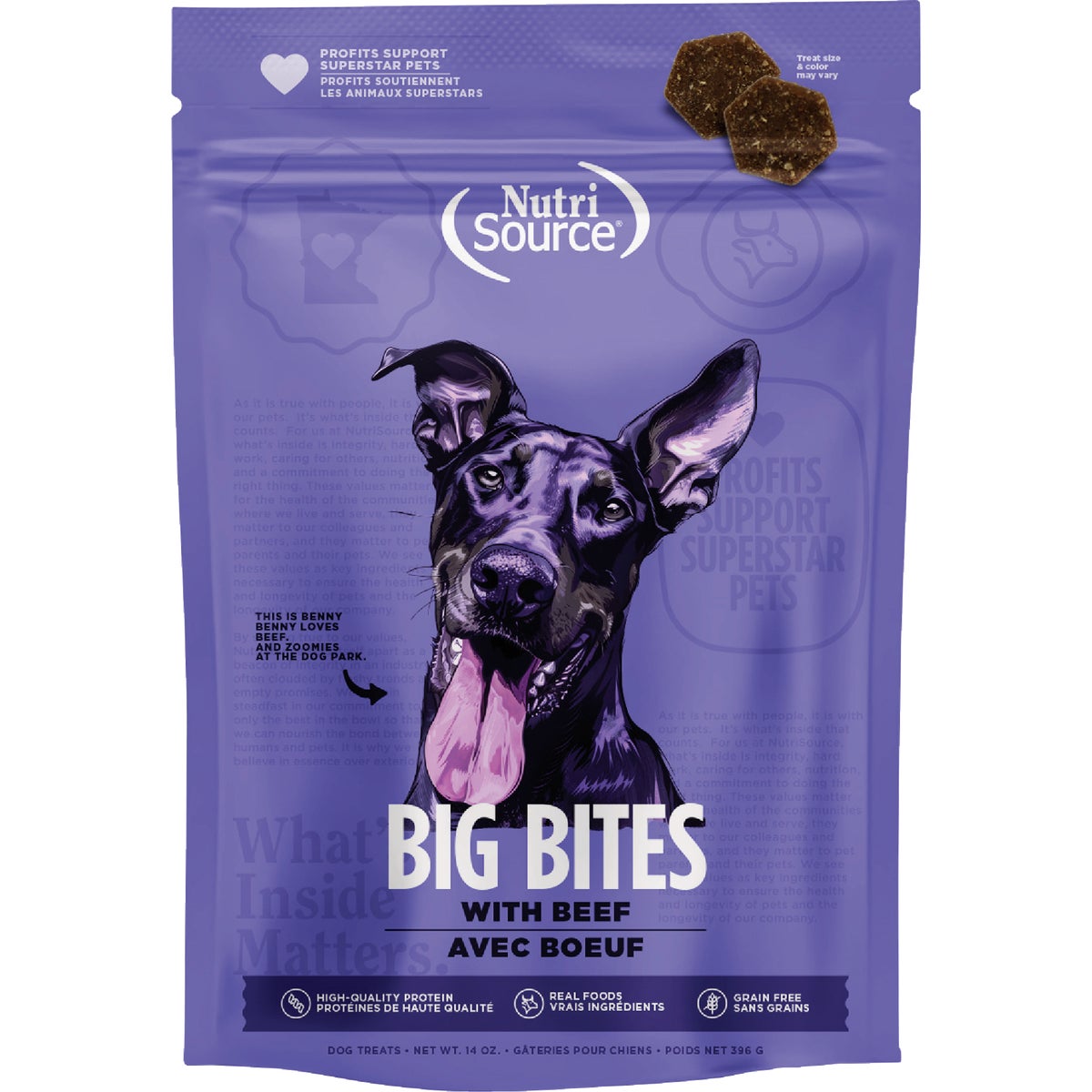 NutriSource Big Bites Beef 14 Oz. Grain Free Dog Treat