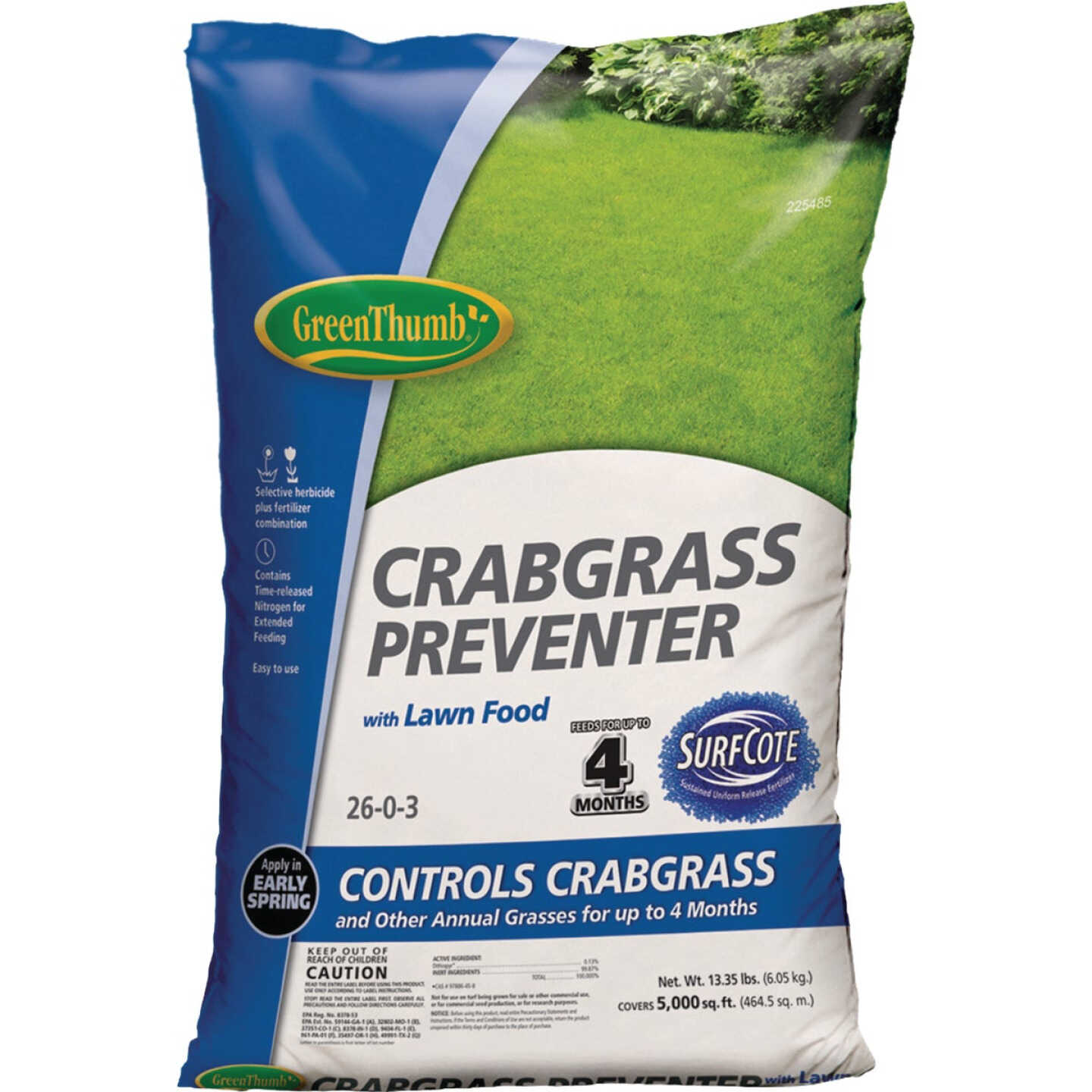 Green Thumb 13.35 Lb. 5000 Sq. Ft. 26-0-3 Crabgrass Preventer With Lawn Food Image 1