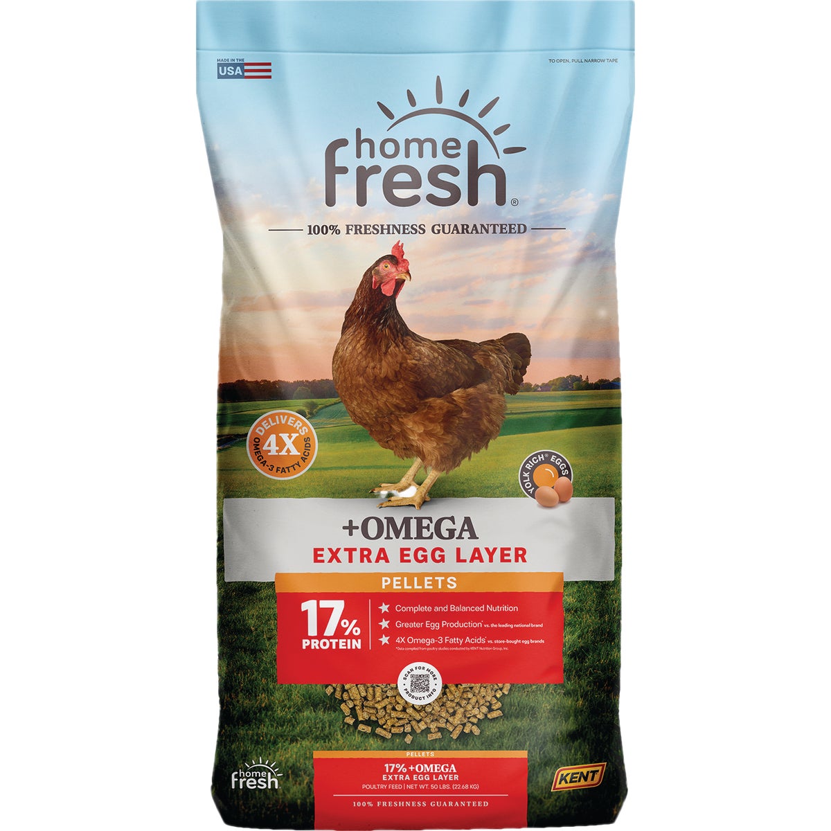 Kent Home Fresh Extra Egg Layer + Omega 50 Lb. Crumble Feed