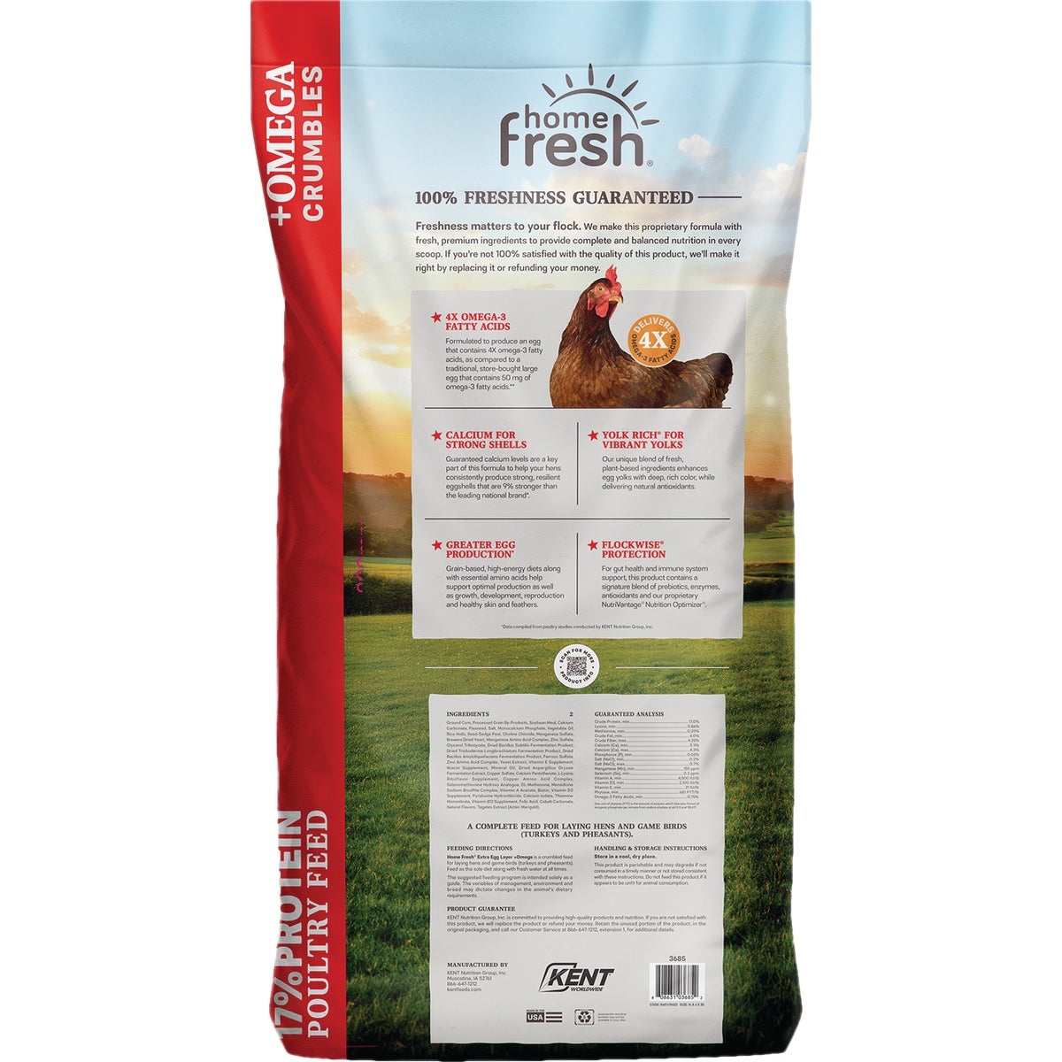 Kent Home Fresh Extra Egg Layer + Omega 50 Lb. Crumble Feed Image 6