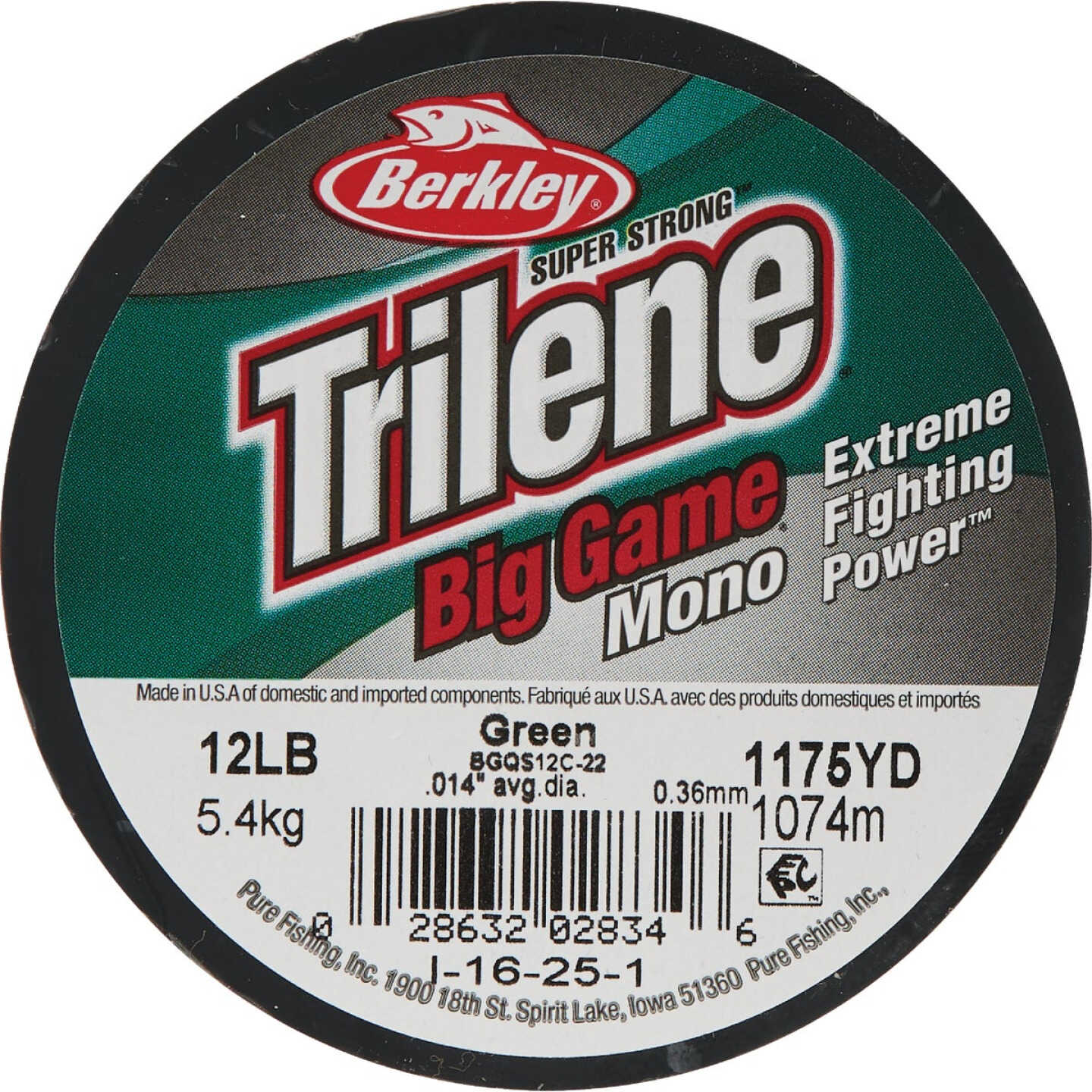 Berkley Trilene Big Game 12 Lb. 1175 Yd. Green Monofilament Fishing Line Image 3