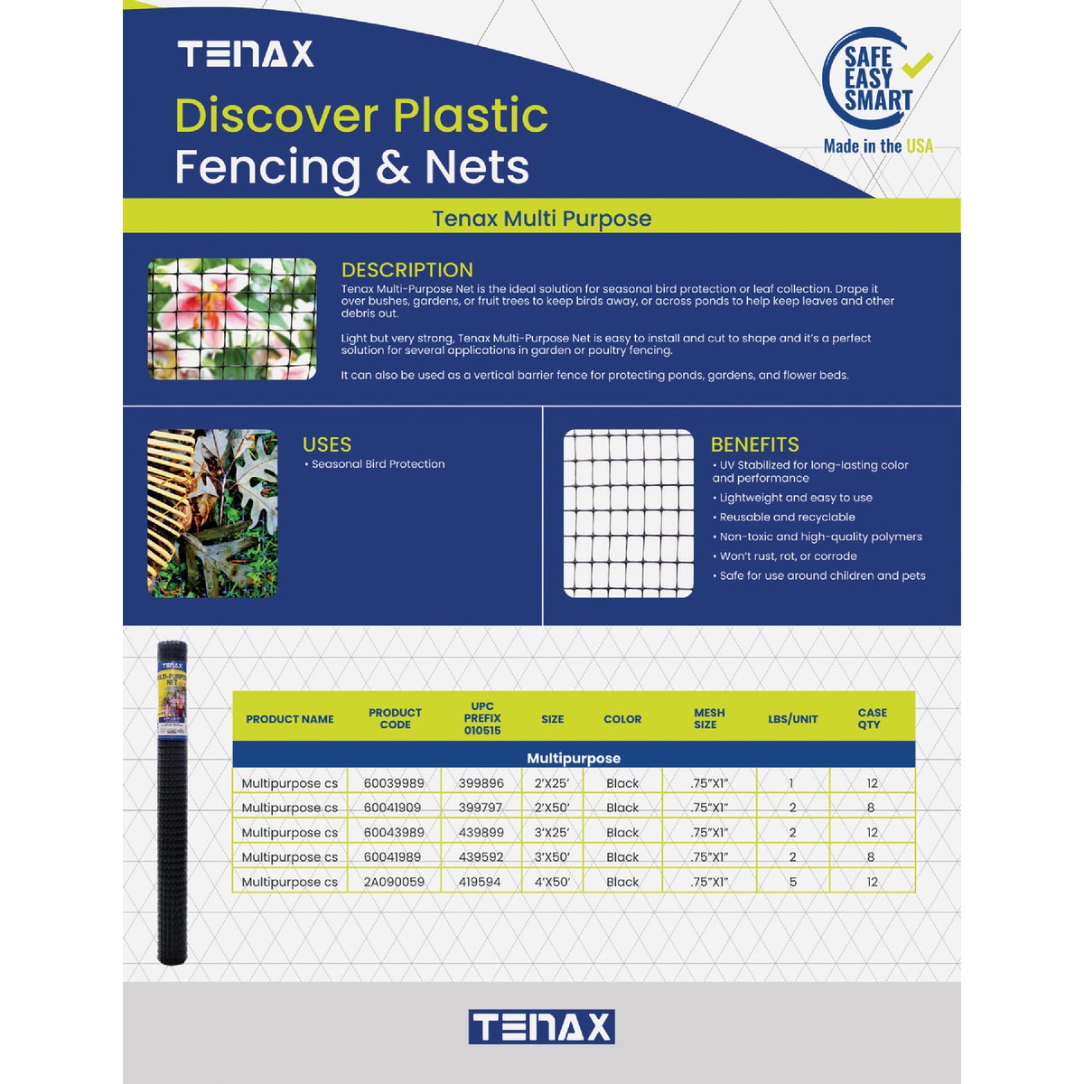 Tenax 3/4 In. x 1 In. Mesh 4 Ft. x 50 Ft. Black Multi-Purpose Net Image 5