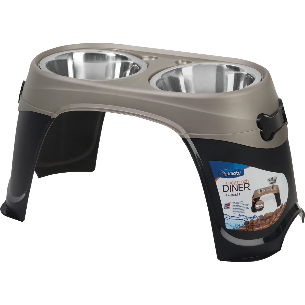 Petmate Easy Reach Diner Oval Extra Large Elevated Pet Food Dish Image 1