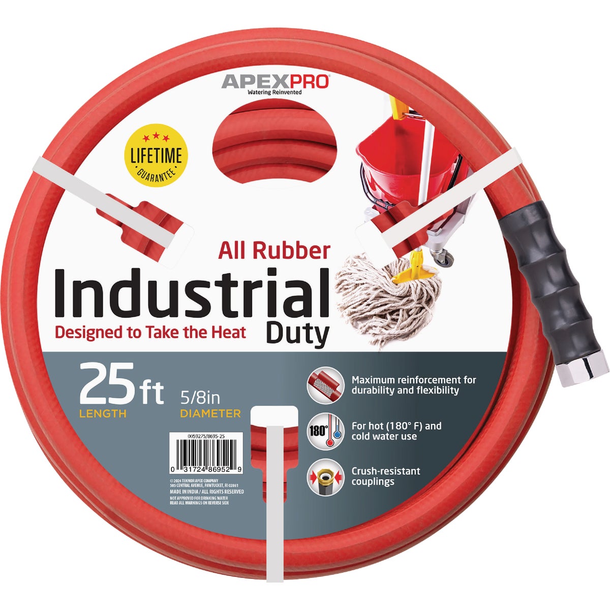 Apex PRO 5/8 In. Dia. x 25 Ft. Red Rubber Hot Water Garden Hose