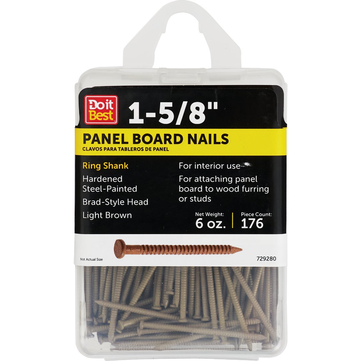 Do it 1-5/8 In. 16-1/2 ga Light Brown Ring Shank Paneling Nails (186-Count)