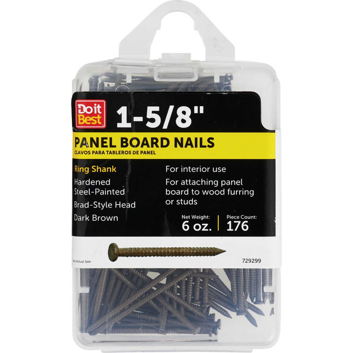 Do it 1-5/8 In. 16-1/2 ga Dark Brown Ring Shank Paneling Nails (186-Count) Image 1
