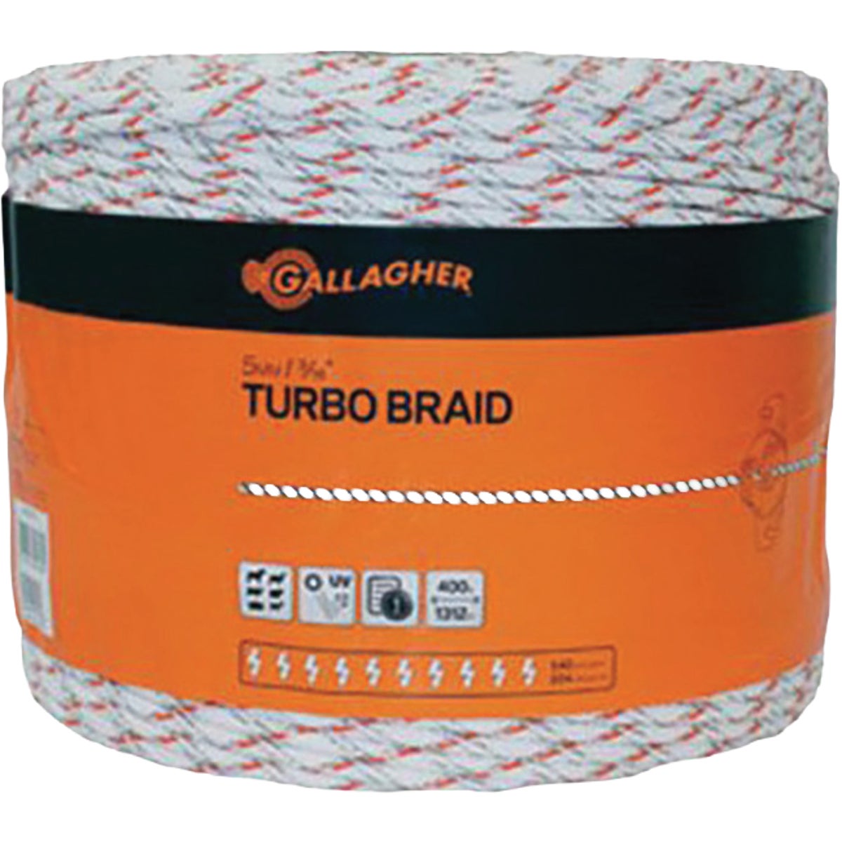 Gallagher 3/16 In. x 656 Ft. White Turbo Equine Braid Wire