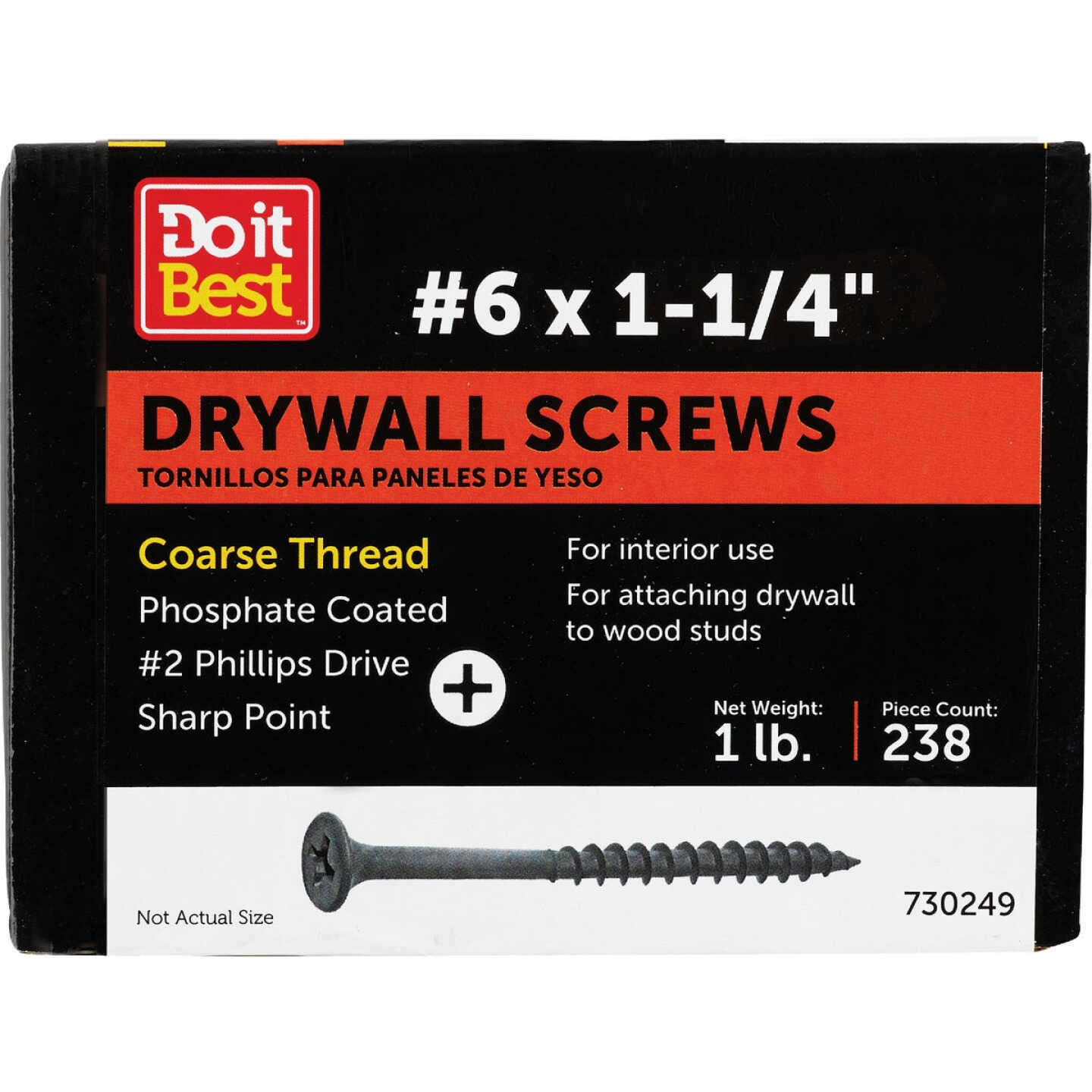 Do it #6 x 1-1/4 In. Coarse Thread Black Phosphate Drywall Screw (1 Lb.-Box) Image 1