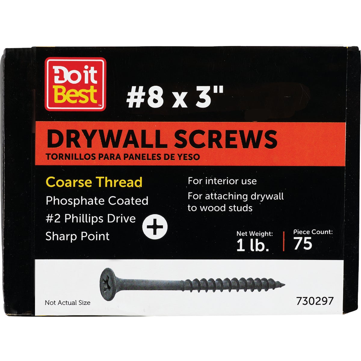 Do it #8 x 3 In. Coarse Thread Black Phosphate Drywall Screw (1 Lb.-Box) Image 1
