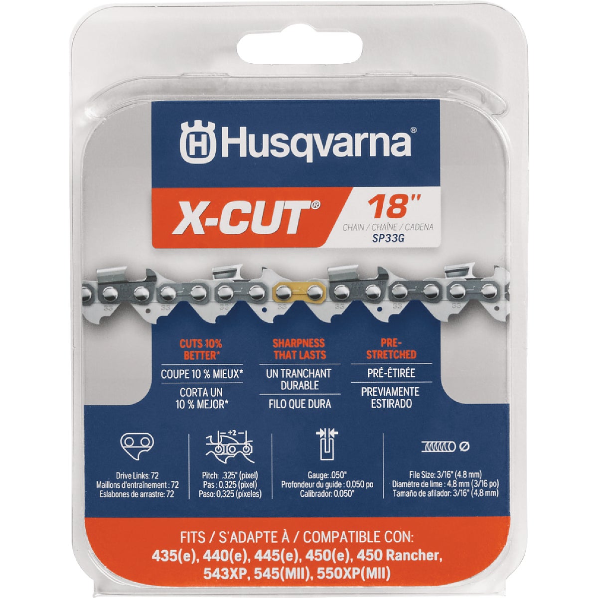 Husqvarna X-Cut 18 In. 72-Link Chainsaw Chain Image 1