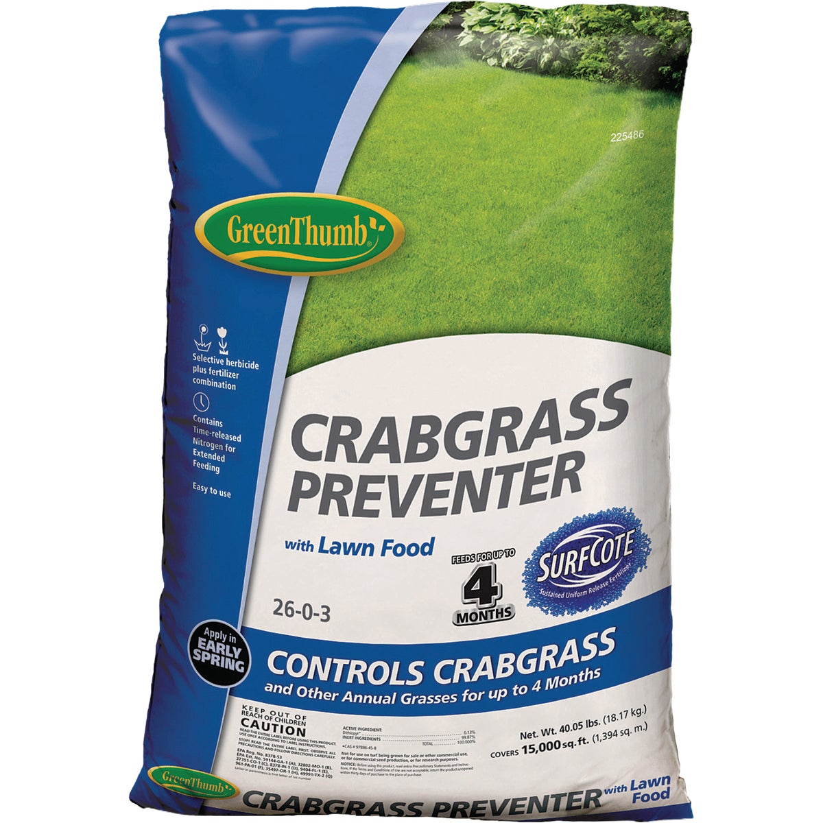 Green Thumb 40.05 Lb. 15,000 Sq. Ft. 26-0-3 Crabgrass Preventer With Lawn Food