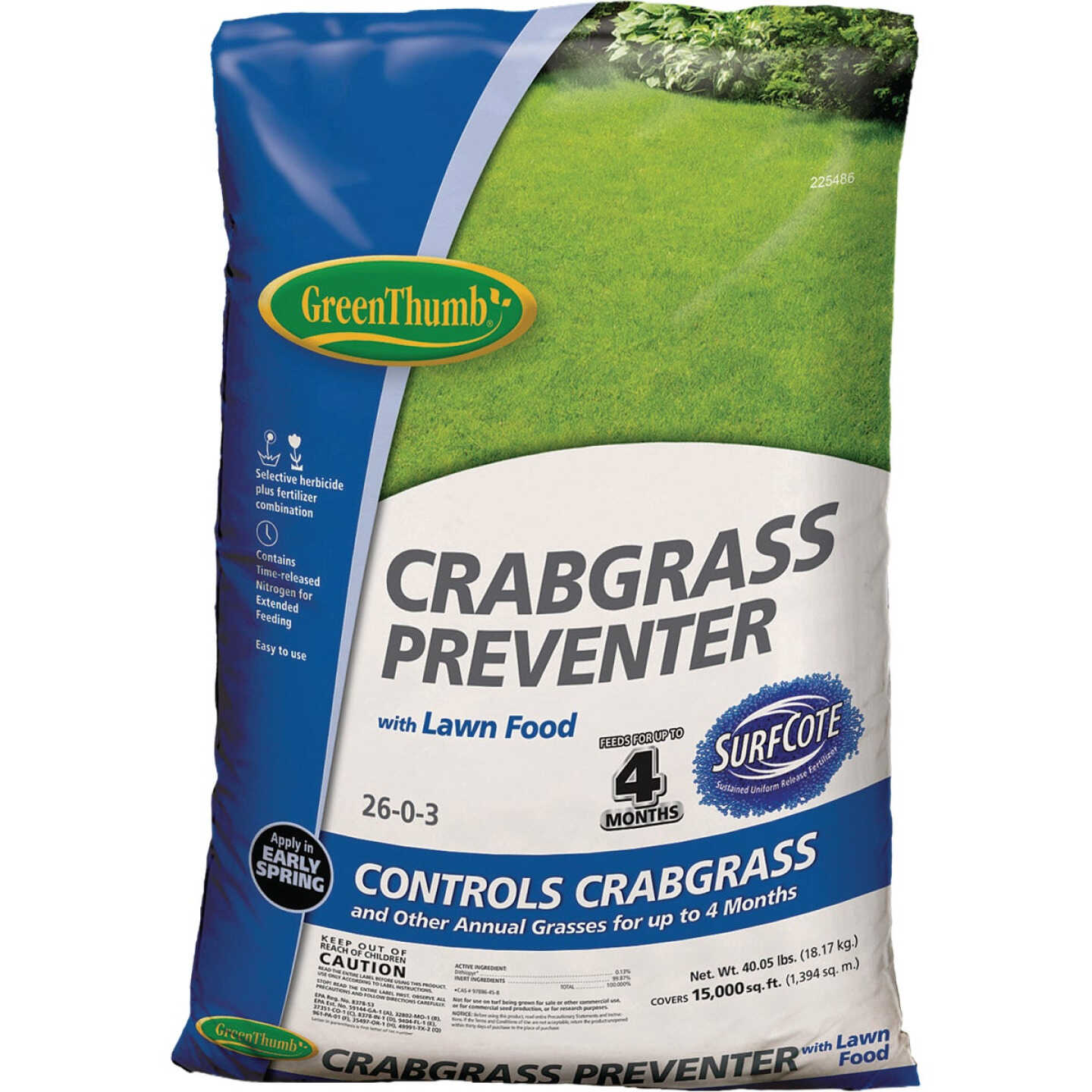 Green Thumb 40.05 Lb. 15,000 Sq. Ft. 26-0-3 Crabgrass Preventer With Lawn Food Image 1