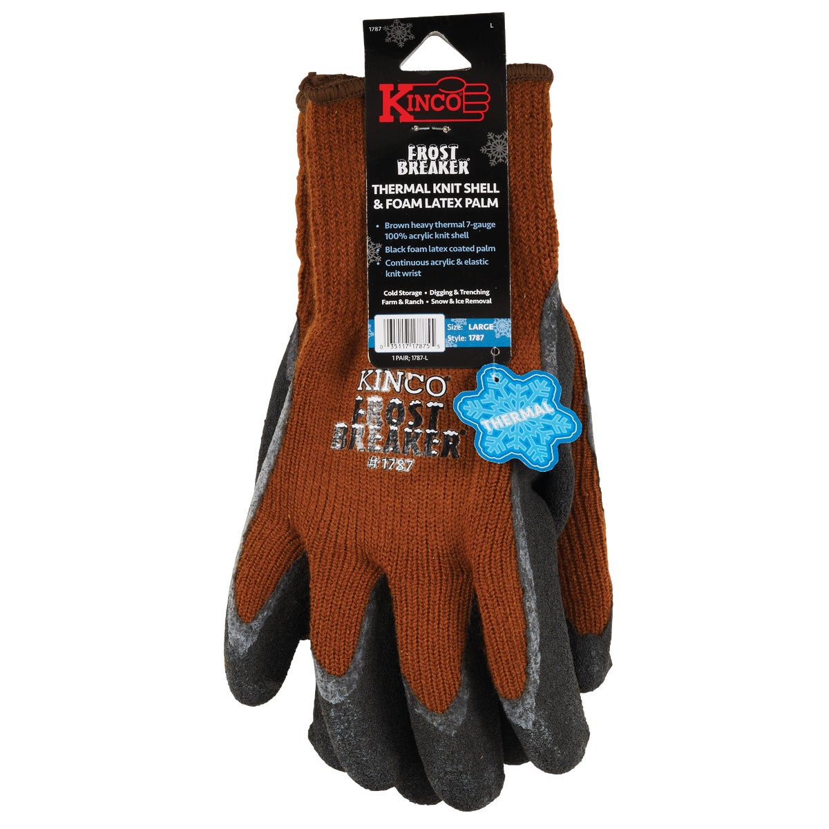 Kinco Frost Breaker Men's Large Acrylic Knit Shell Latex Coated Palm Glove Image 2
