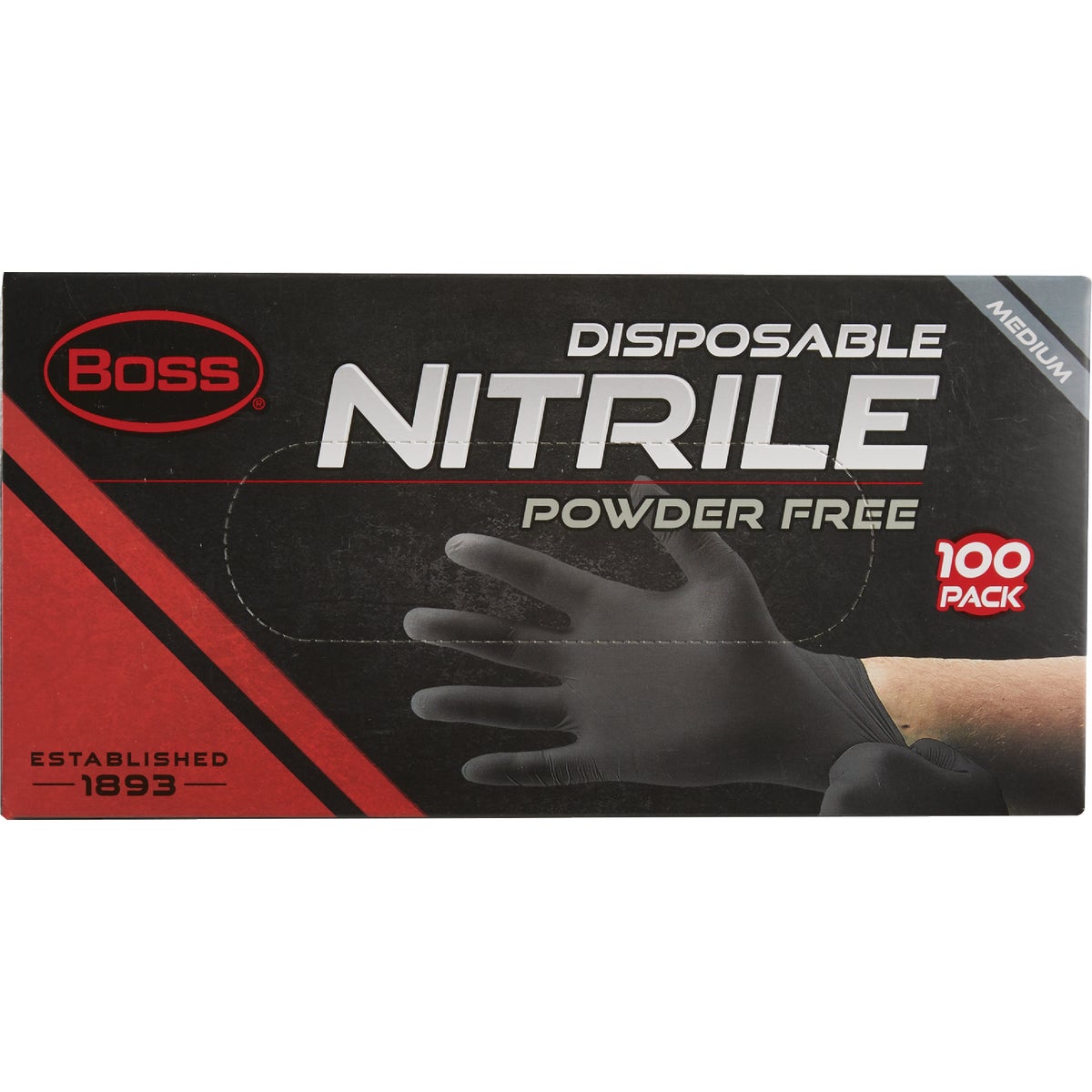 Boss Medium Black Nitrile 4 Mil Disposable Gloves (100-Pack) Image 3