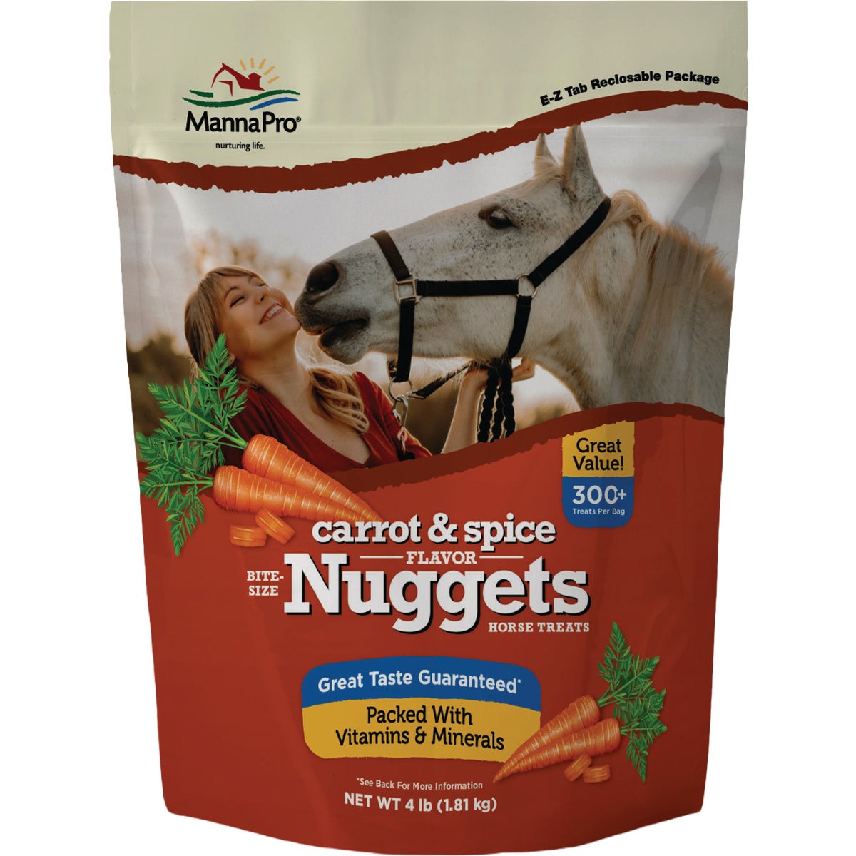 Manna Pro 4 Lb. Carrot & Spice Bite-Size Nuggets Horse Treat Image 1