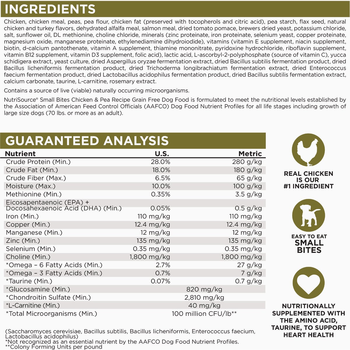 NutriSource 4 Lb. Small Bites Chicken & Pea Recipe Grain Free Dog Food Image 5