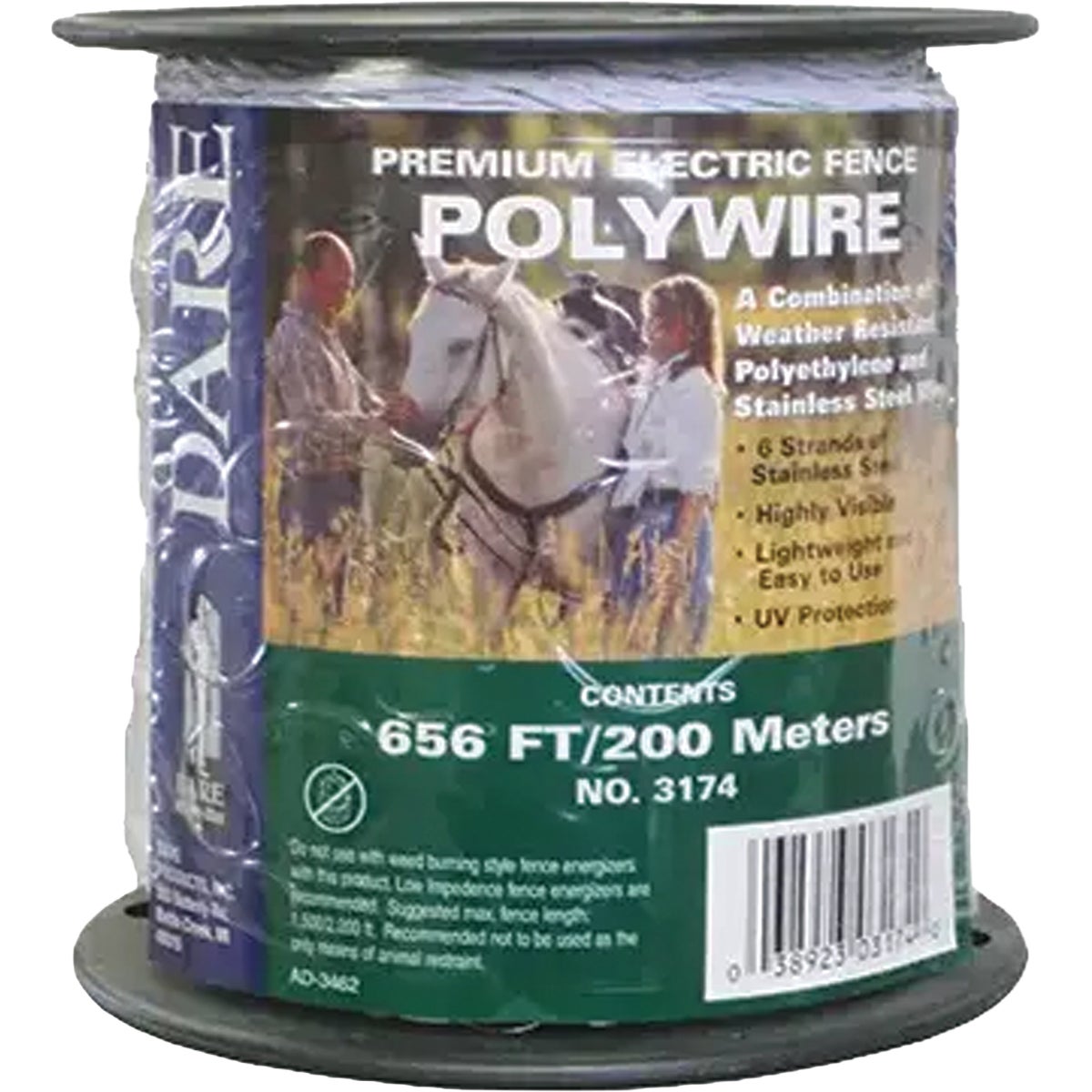 Dare 656 Ft. 150 Lb. Strength Heavy Duty Electric Fence Poly Wire