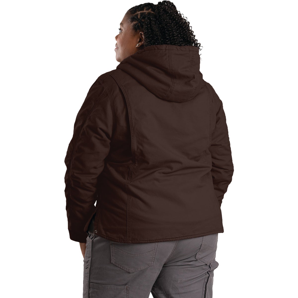Berne Women's Large Dark Brown Sherpa-Lined Softstone Duck Hooded Jacket Image 3
