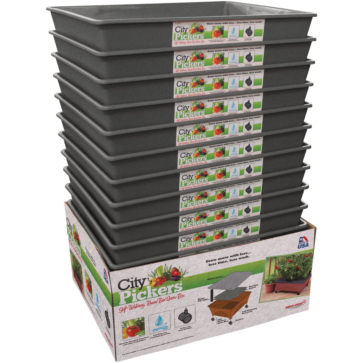 City Pickers 20 In. W. x 11 In. H. x 24 In. L. Slate Polyethylene Portable Patio Garden Kit Image 3