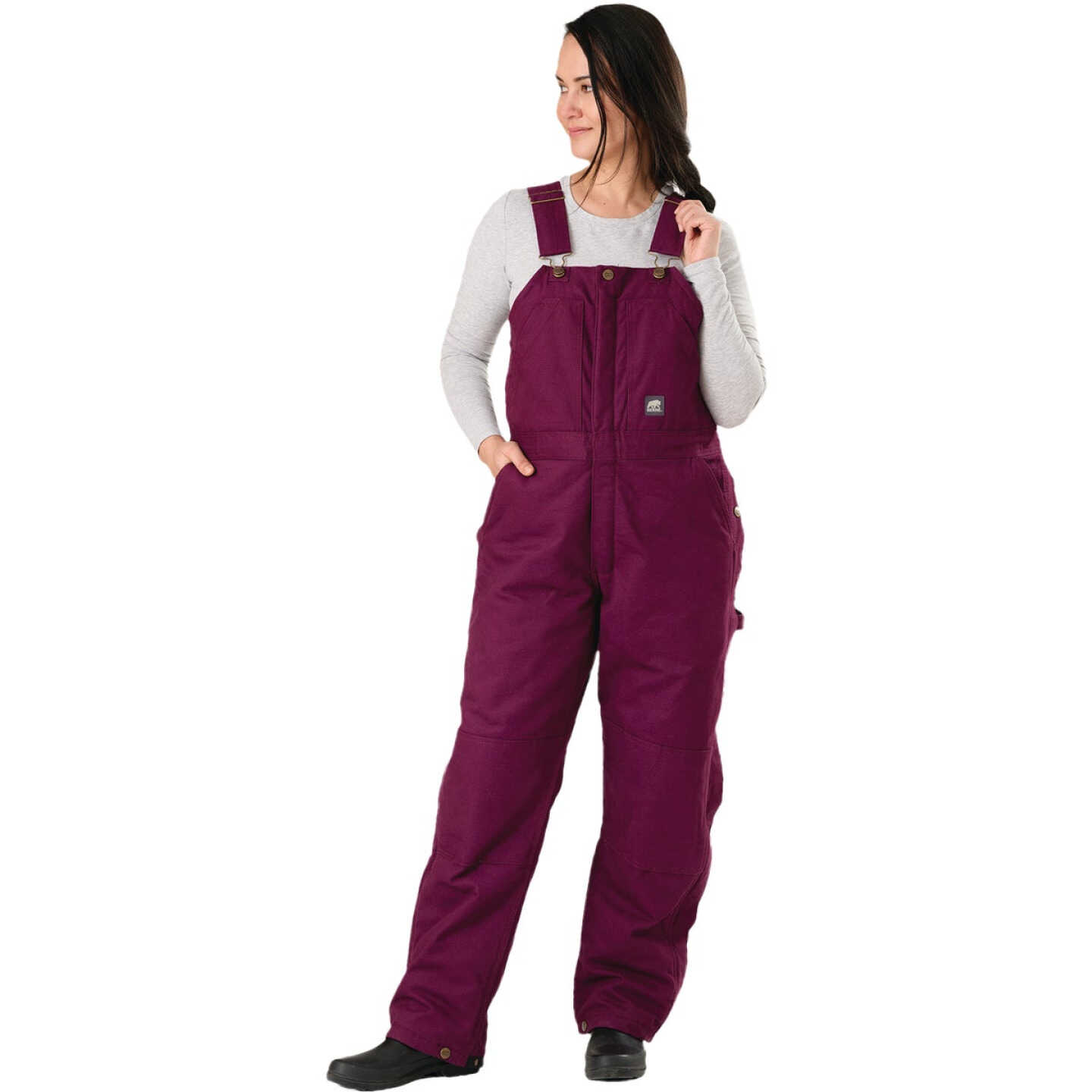 Berne Women's Large Plum Softstone Duck Insulated Bib Overall Image 1