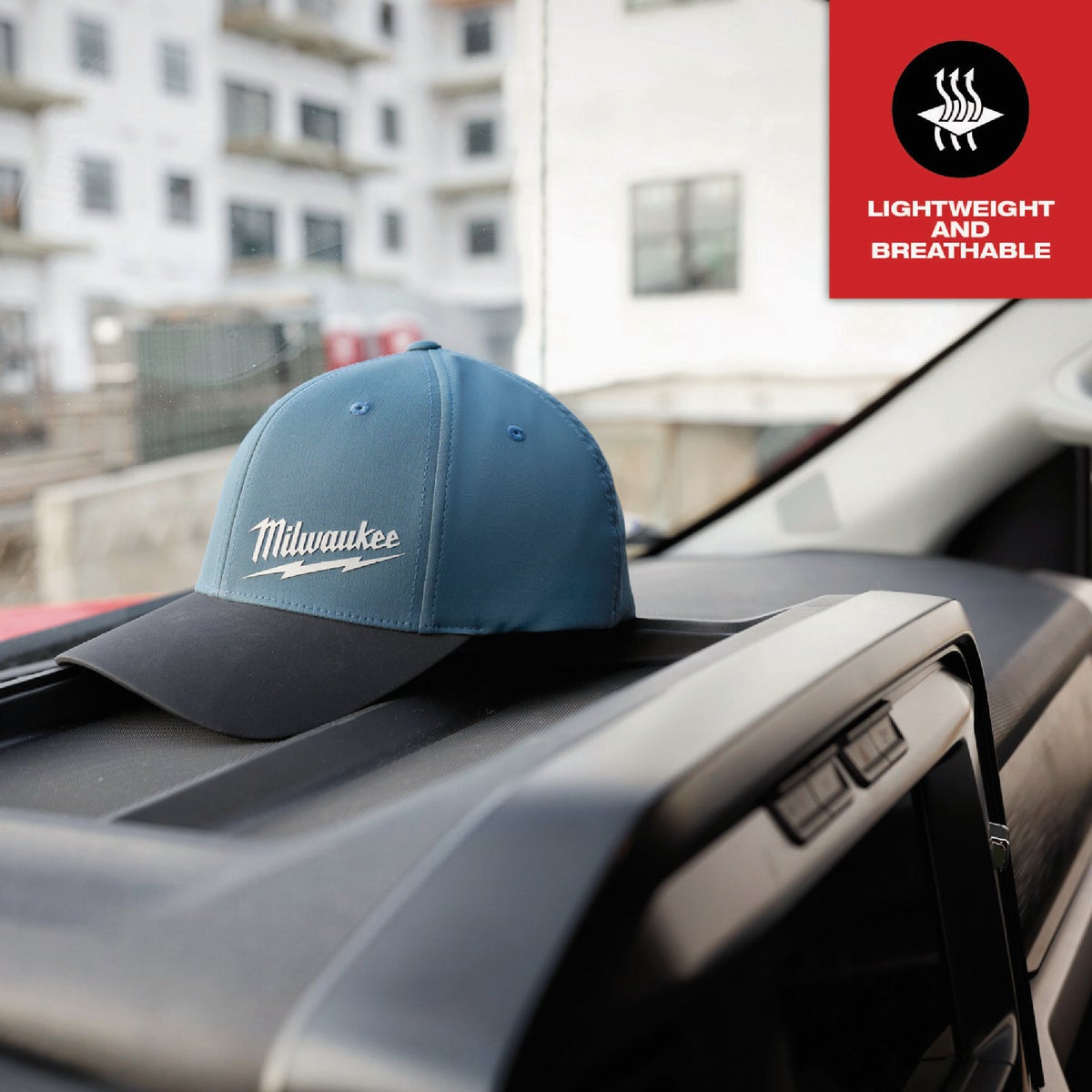 Milwaukee Workskin Blue Performance Fitted Hat, Large/XL Image 6