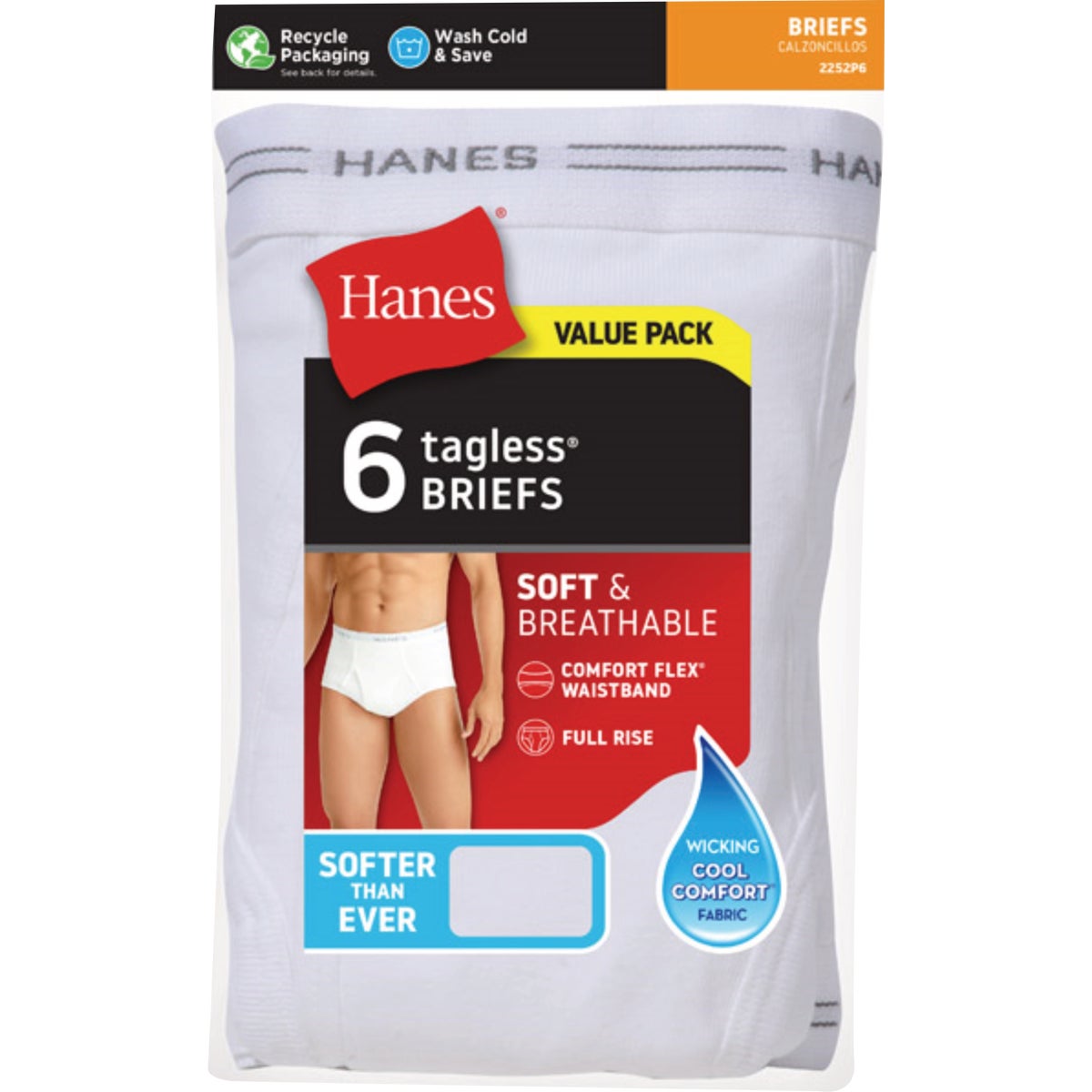 Hanes Men's 2XL White Briefs (6-Pack)