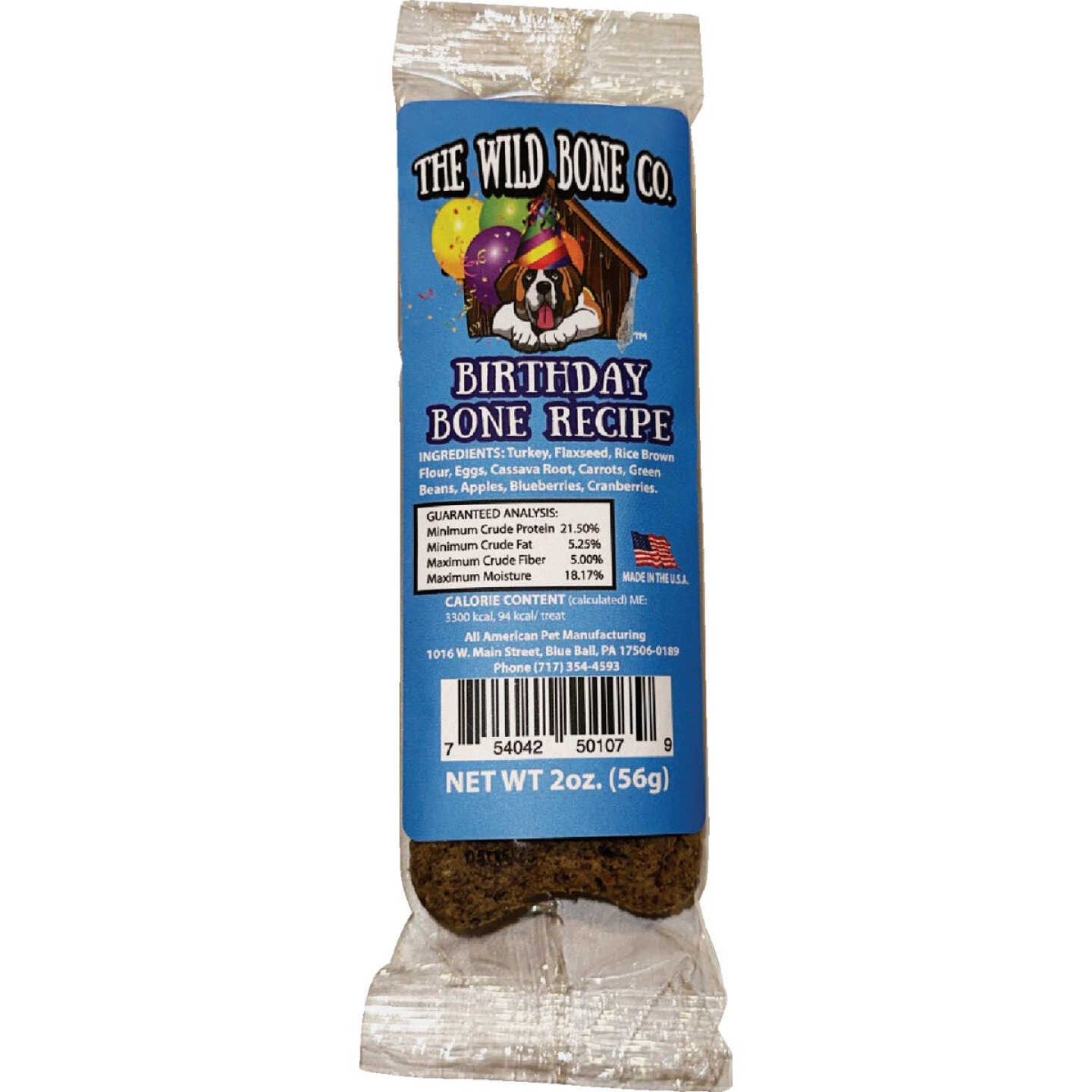 The Wild Bone Company Birthday Bone Dog Treat, 2 Oz. Image 1