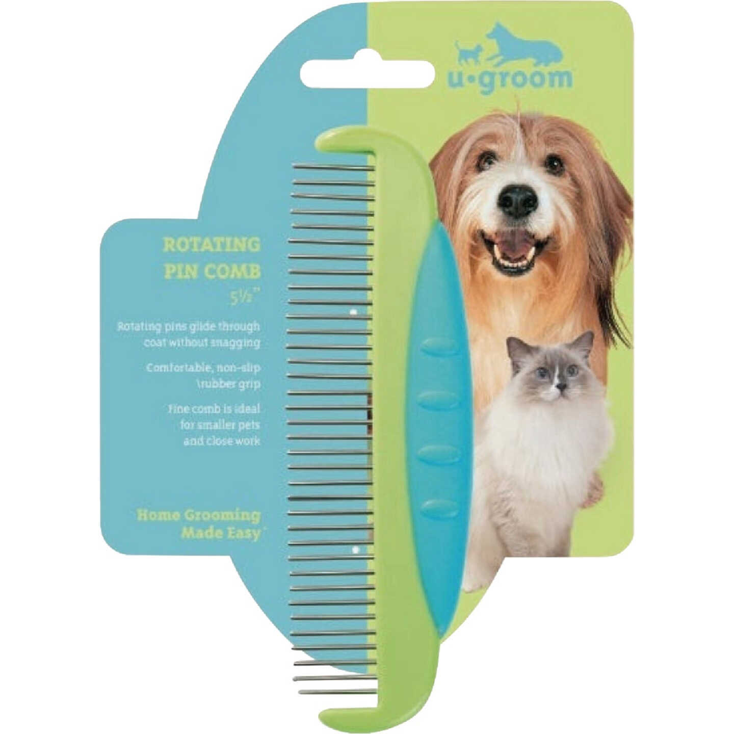 U-groom 5.5 In. Rotating Pin Pet Comb Image 2