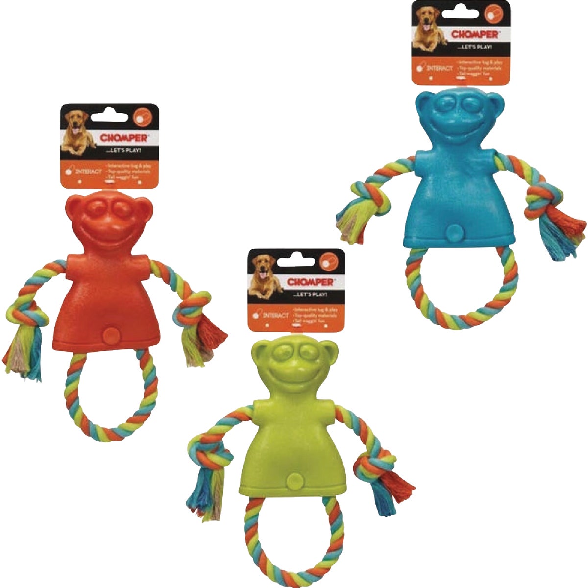 Boss Pet Chomper TPR Large Monkey With Rope Dog Toy Image 2