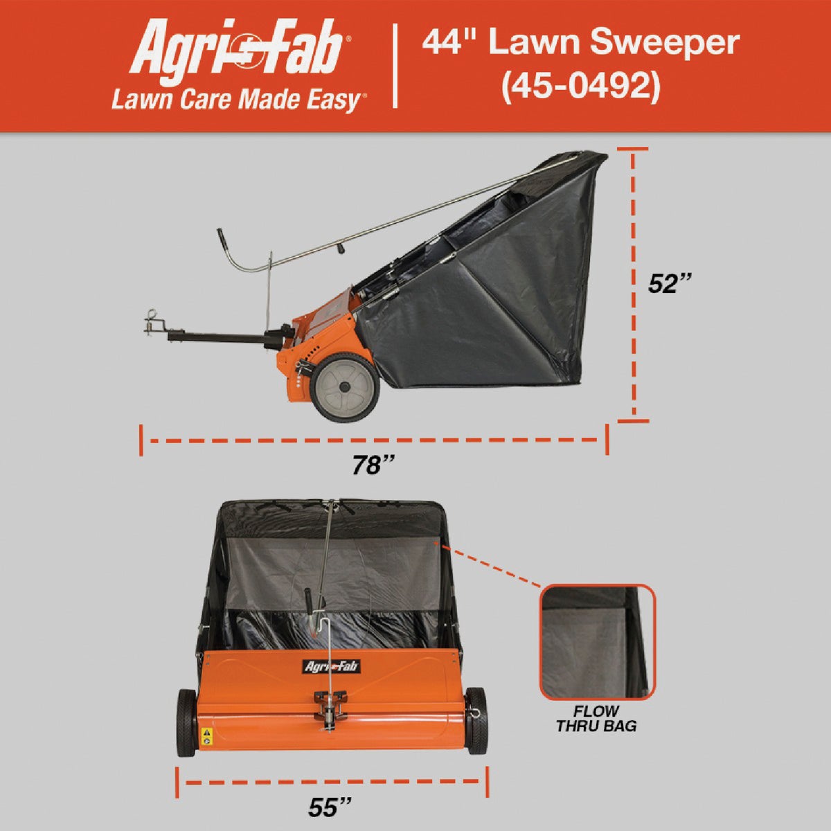 Agri-Fab 44 In. Wide Offset Steel Tow-Behind Lawn Sweeper Image 7