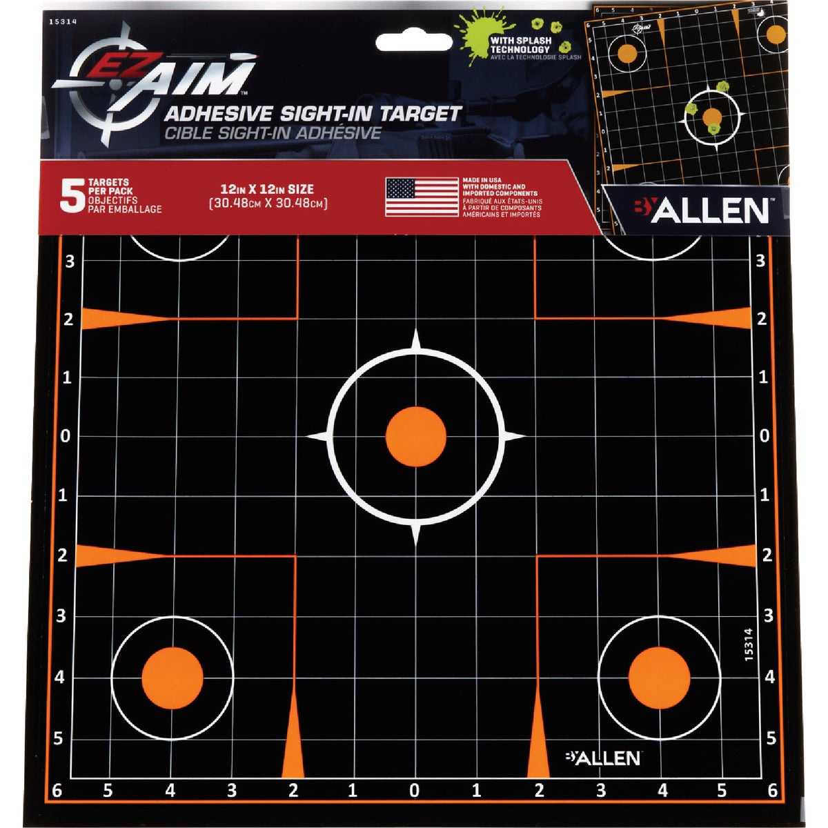 Allen EZ Aim 12 In. Square Adhesive Sight-In Splash Reactive Target (5-Pack) Image 2