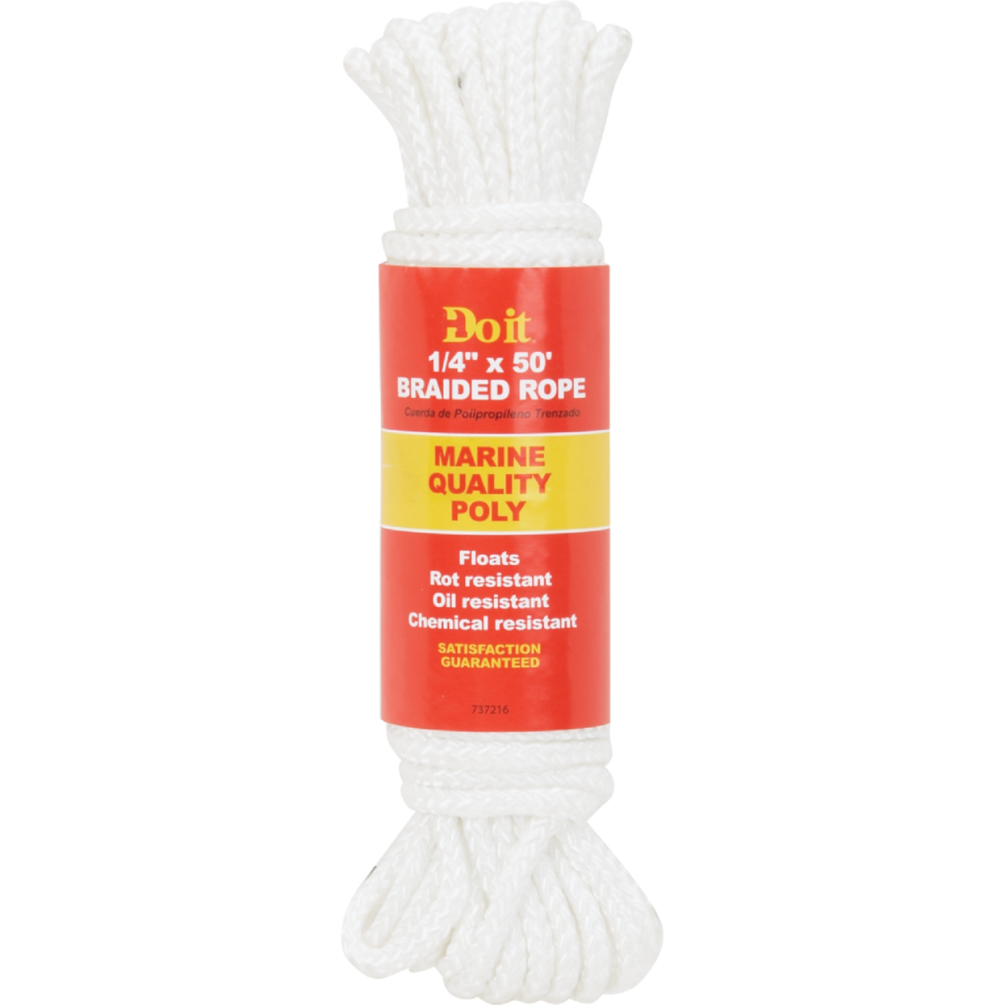 Do it Best 1/4 In. x 50 Ft. White Solid Braided Polypropylene Packaged Rope Image 1