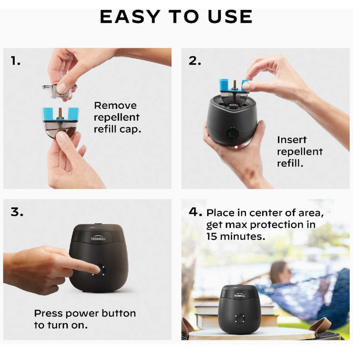 Thermacell 5-1/2 Hr. Black Rechargeable Mosquito Repeller Starter Kit Image 4