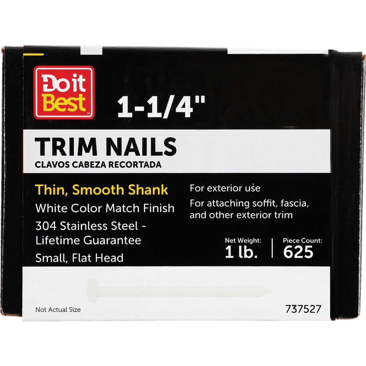 Do it 1-1/4 In. 15 ga White Stainless Steel Trim Nails (649-Count, 1 Lb.)