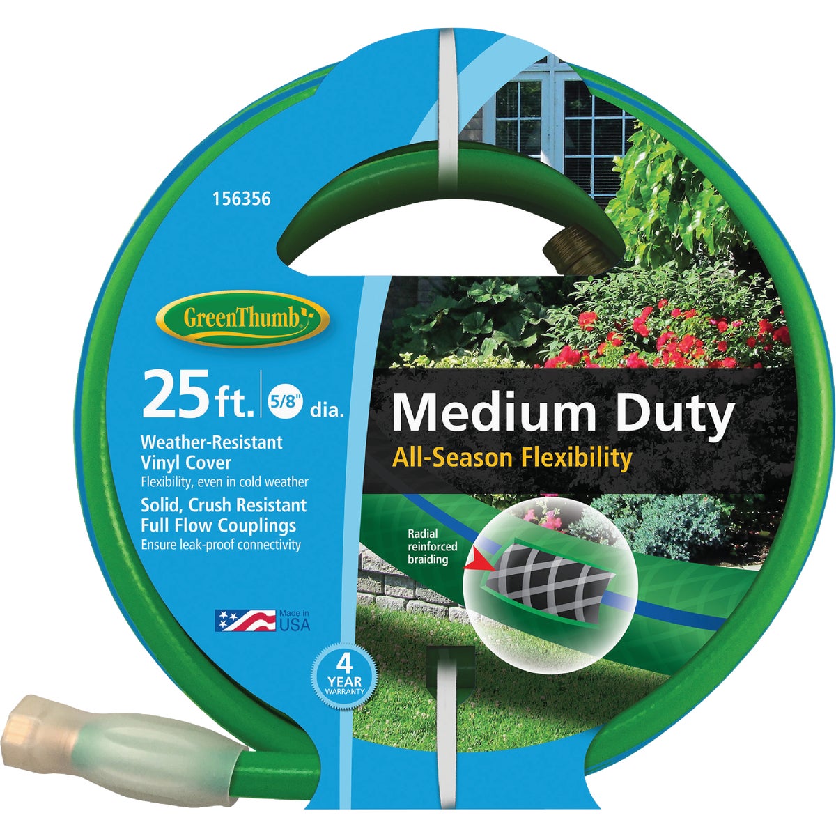 Green Thumb 5/8 In. Dia. x 25 Ft. Medium Duty Vinyl Garden Hose with Guard-N-Grip