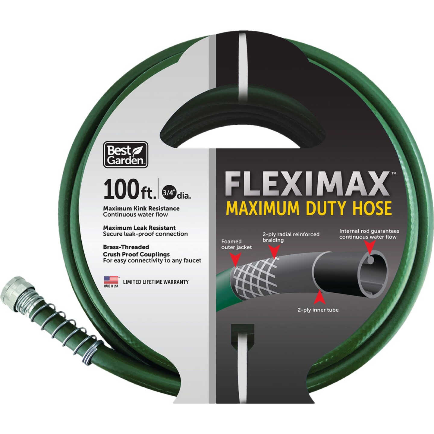 Best Garden FlexiMax 3/4 In. Dia. x 100 Ft. Heavy Duty Hose Image 1