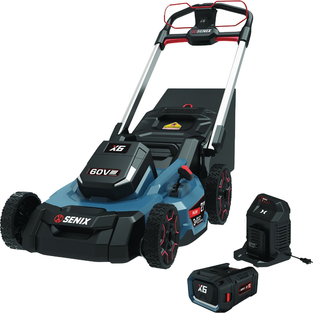 Senix X6 60V Max 21 In. Brushless Cordless Push Lawn Mower Kit with 6.0 Ah Battery & Charger