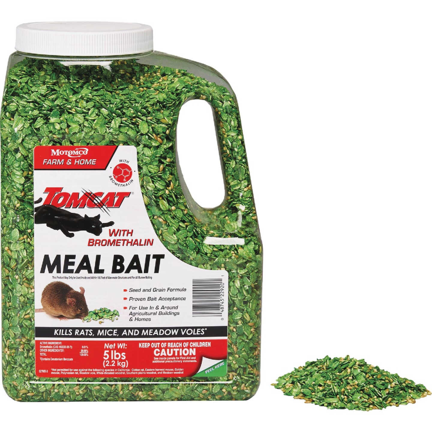 Tomcat with Bromethalin 5 Lb. Rats, Mice, & Meadow Voles Meal Bait Image 1