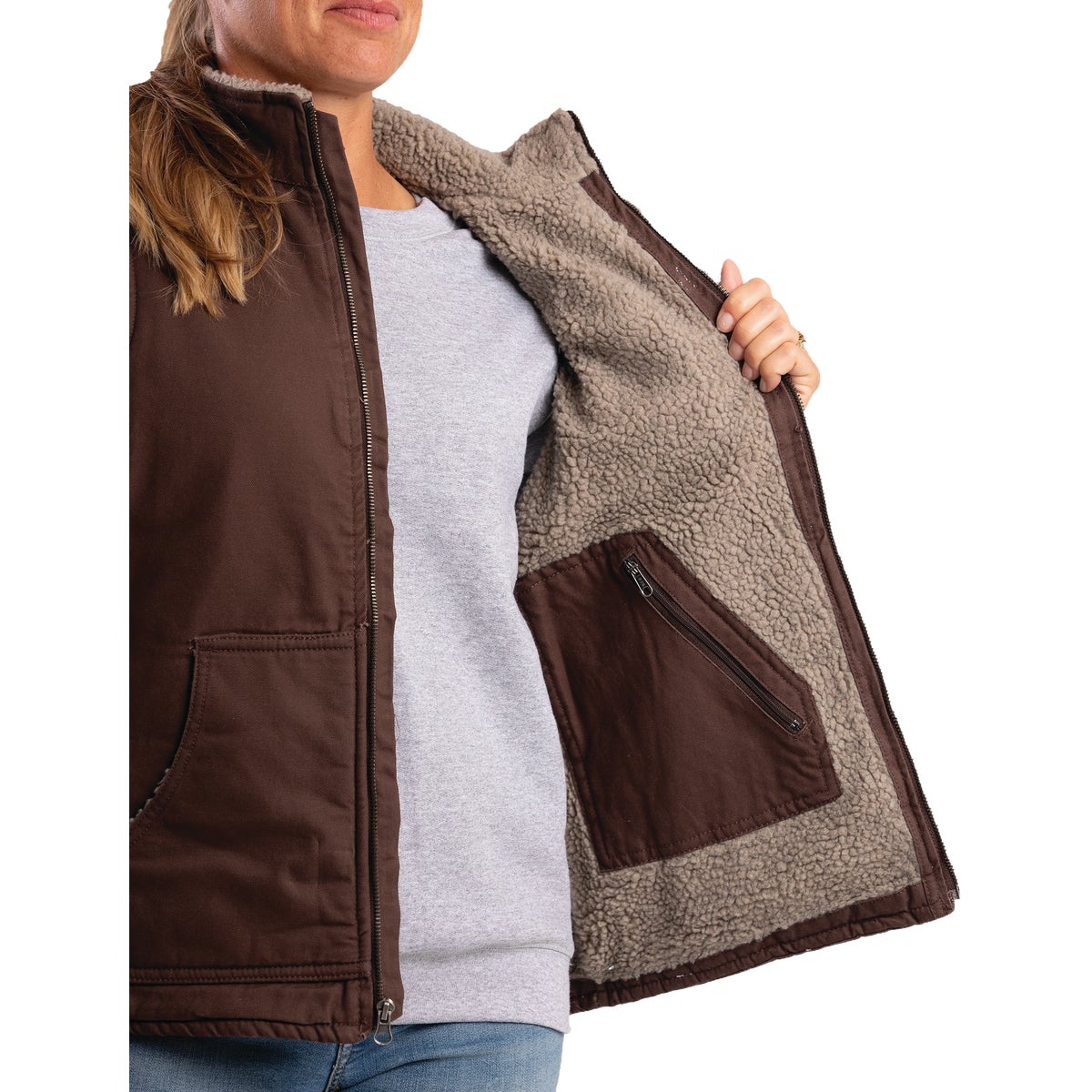 Berne Softstone Women's XL Tuscan Sherpa-Lined Vest Image 5