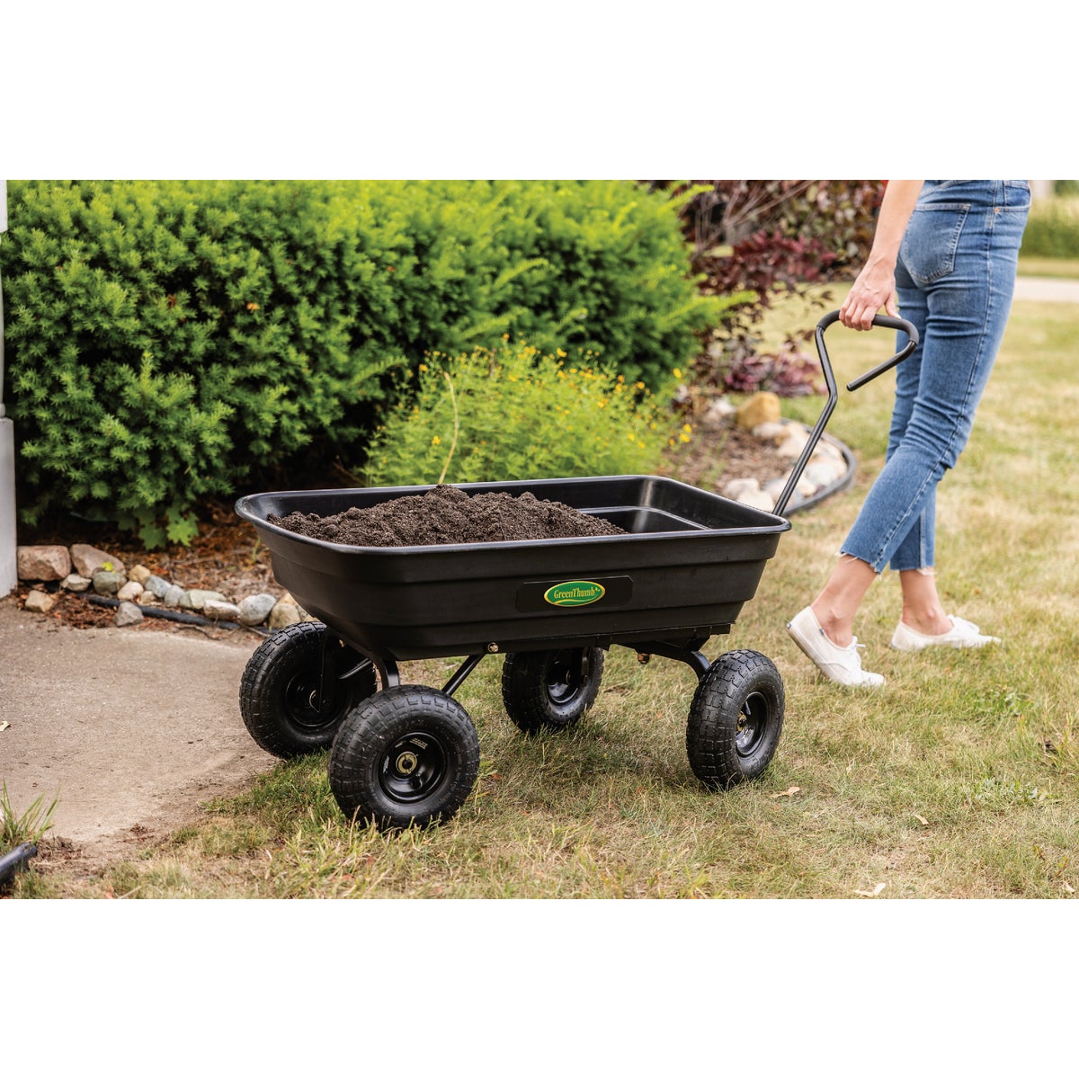 Green Thumb 4 Cu. Ft. Poly Dump Cart Image 2
